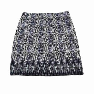 J. Jill Aztec Southwestern Blue Tan Pull-On Geometric Print Stretch Skirt Size S